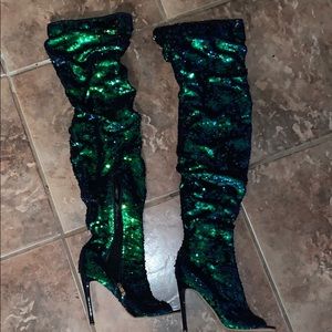 Sequin Thigh High Boots